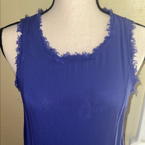 Blue Raw Hem Swing Mini Dress - Picture 2 of 7